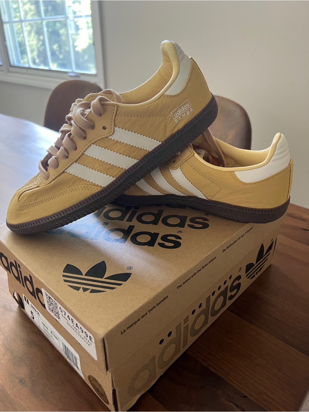 adidas women Samba Sneakers in Mustard Yellow and White